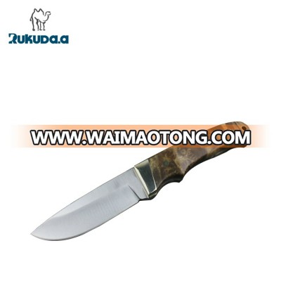 Handmade fixed blade hunting knife with wood handle