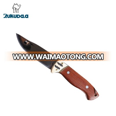 Small fixed blade hunting camping knife with wood handle